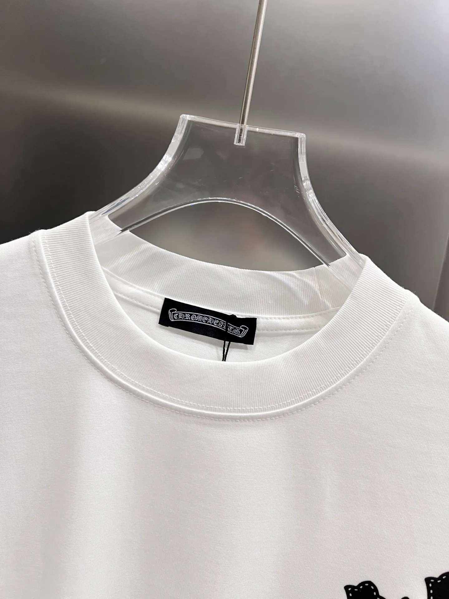 🅿️190 CH Crowe 2025 autumn and winter new short-sleeved T-shirt, cross foam technology + Middle Eastern Australian diamond design technology, the real thing is great🔥Same style for men and women, loose version, size S M L XL XXL five sizes black white